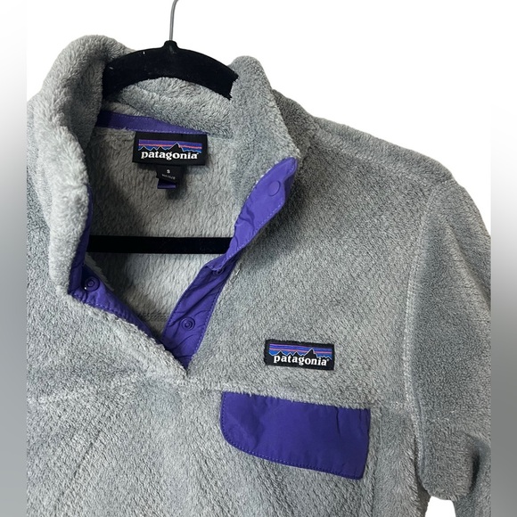 Patagonia Re-Tool Snap-T Pullover Fleece Jacket, Size S, Gray/ Purple - Picture 3 of 5